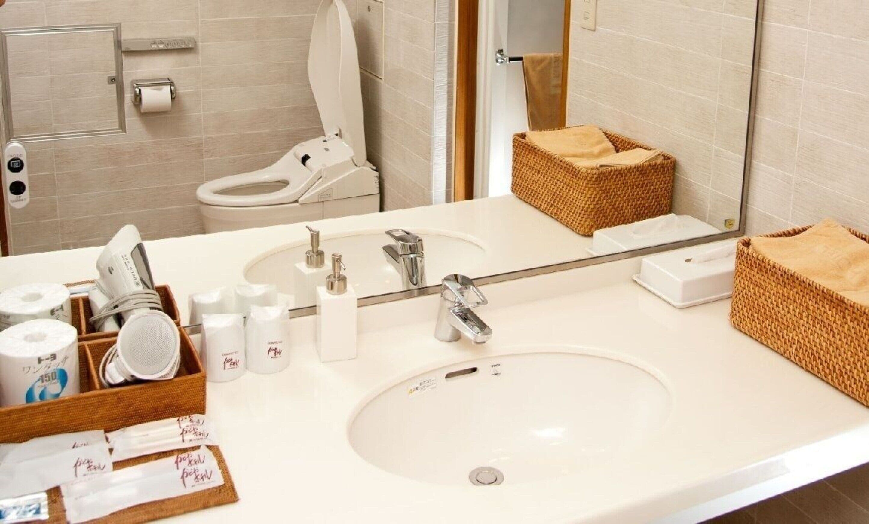 combined shower/bathtub, hair dryer, slippers, bidet