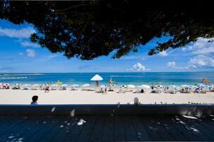 On the beach, beach towels