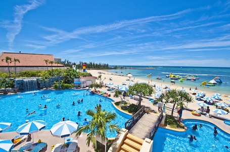 Indoor pool, outdoor pool, sun loungers