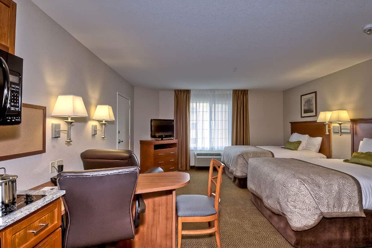Studio Suite, 2 Queen Beds | In-room safe, desk, laptop workspace, iron/ironing board