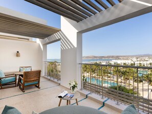 Junior Suite, 1 King Bed, Terrace (Pool and Sea View) | Beach/ocean view