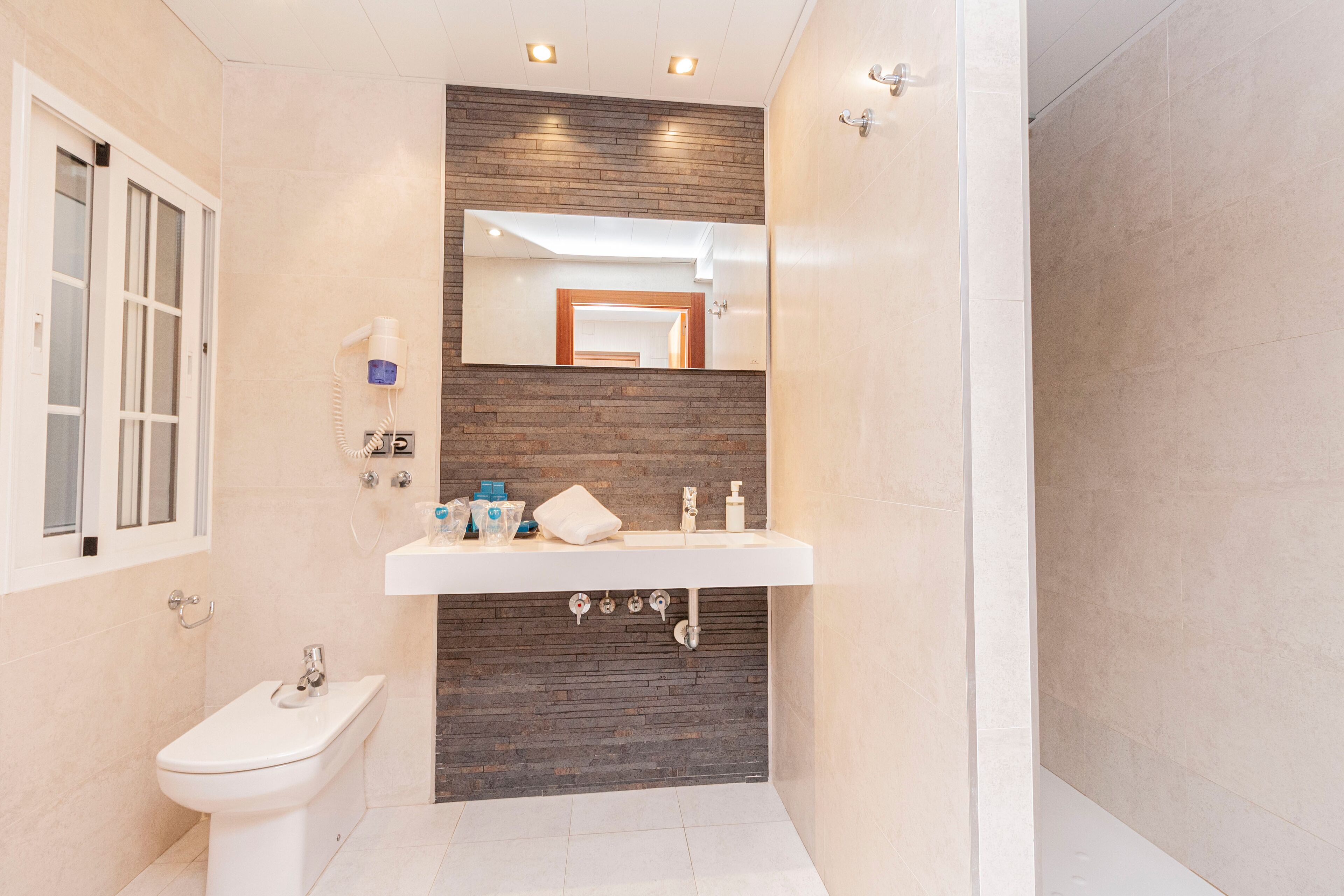 double room | bathroom | shower, free toiletries, hair dryer, towels