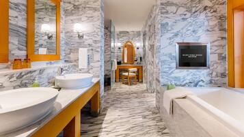 Shower, free toiletries, hair dryer, bathrobes