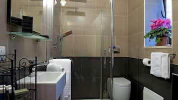 Free toiletries, hair dryer, bidet, towels