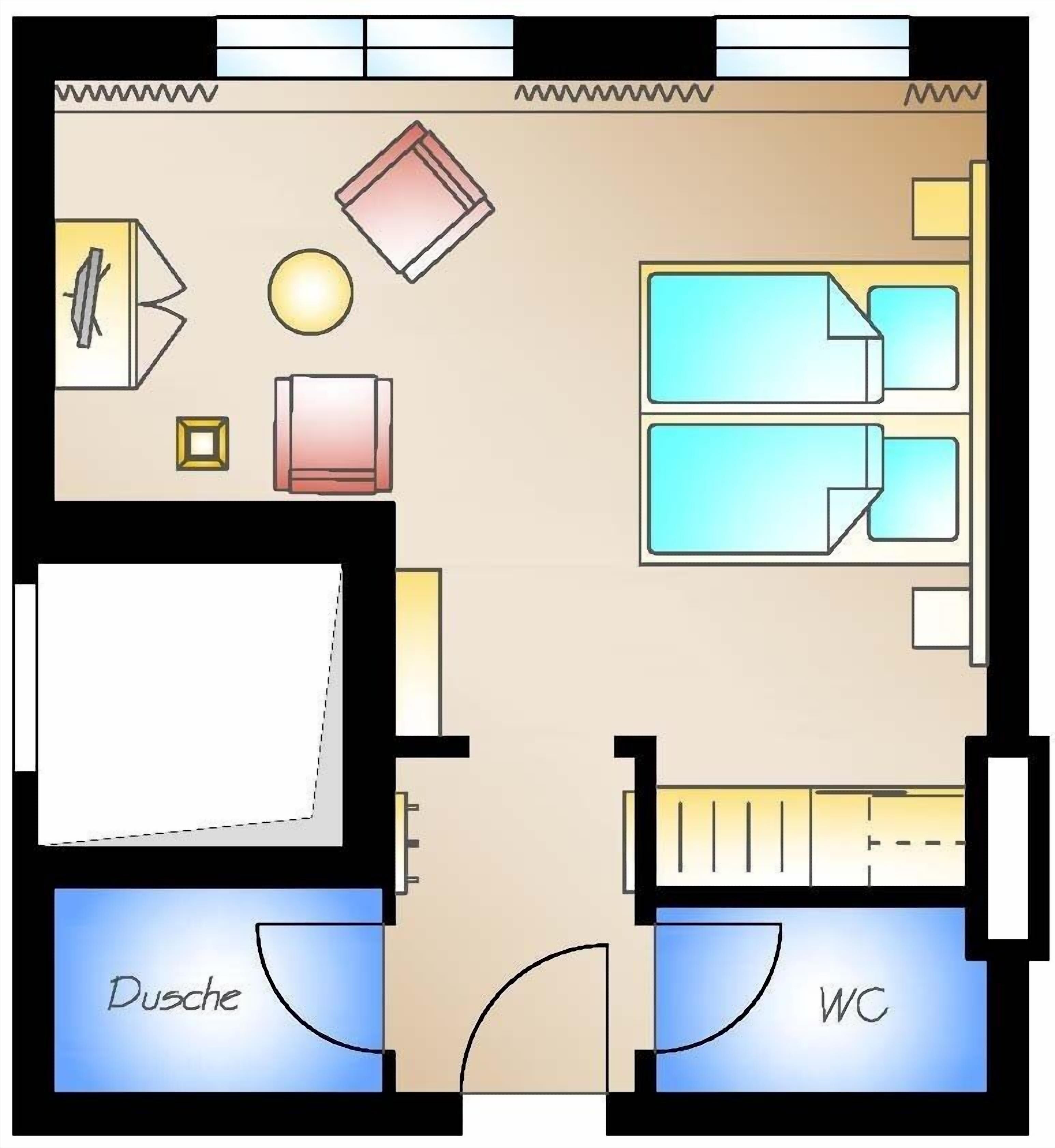 junior double room | living area | 56-cm led tv with cable channels