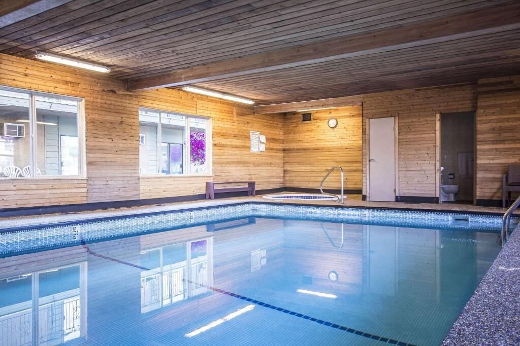 Indoor pool, open 9:00 AM to 9:00 PM, sun loungers