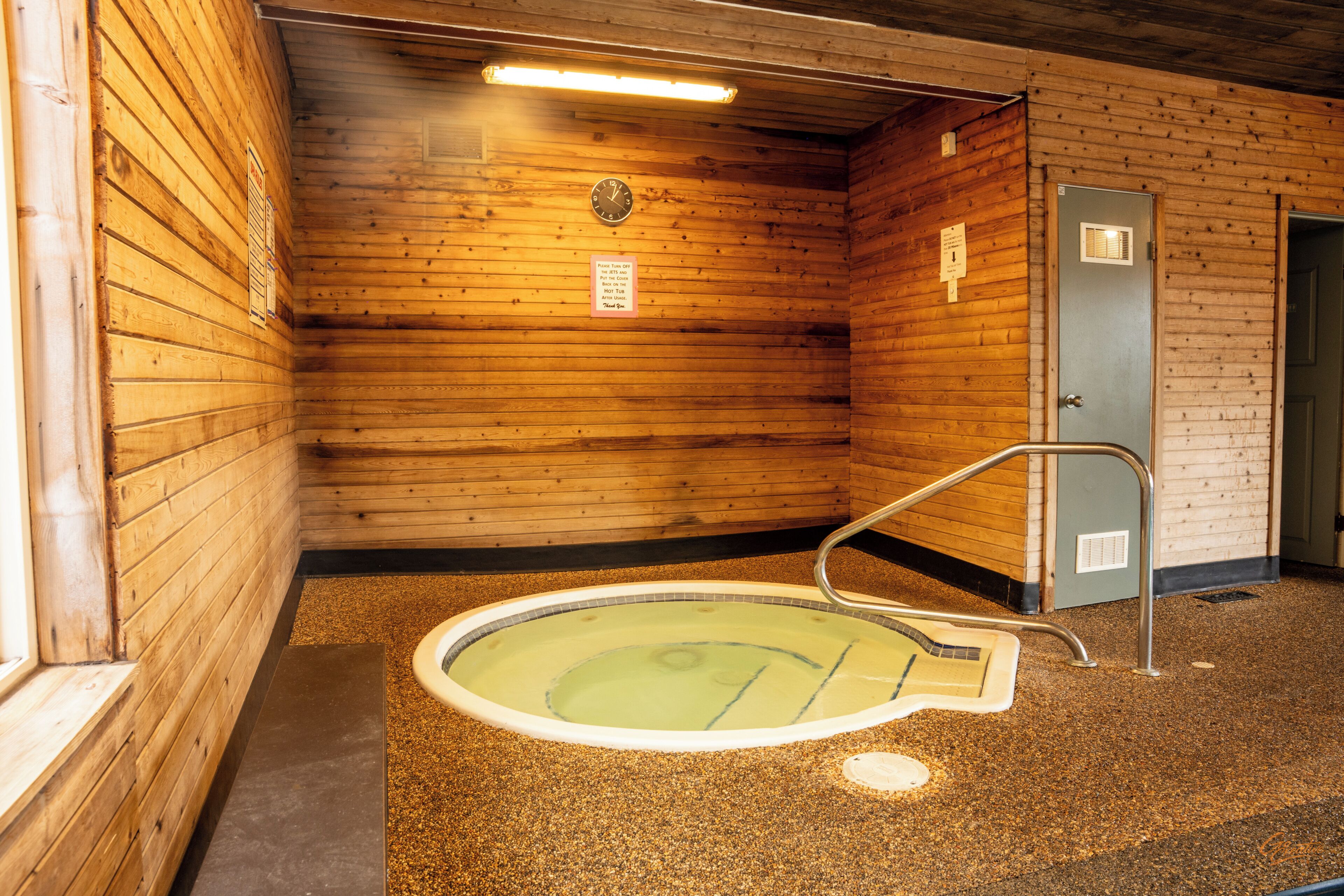 Indoor pool, open 9:00 AM to 9:00 PM, sun loungers