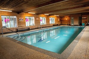 Indoor pool, open 9:00 AM to 9:00 PM, sun loungers