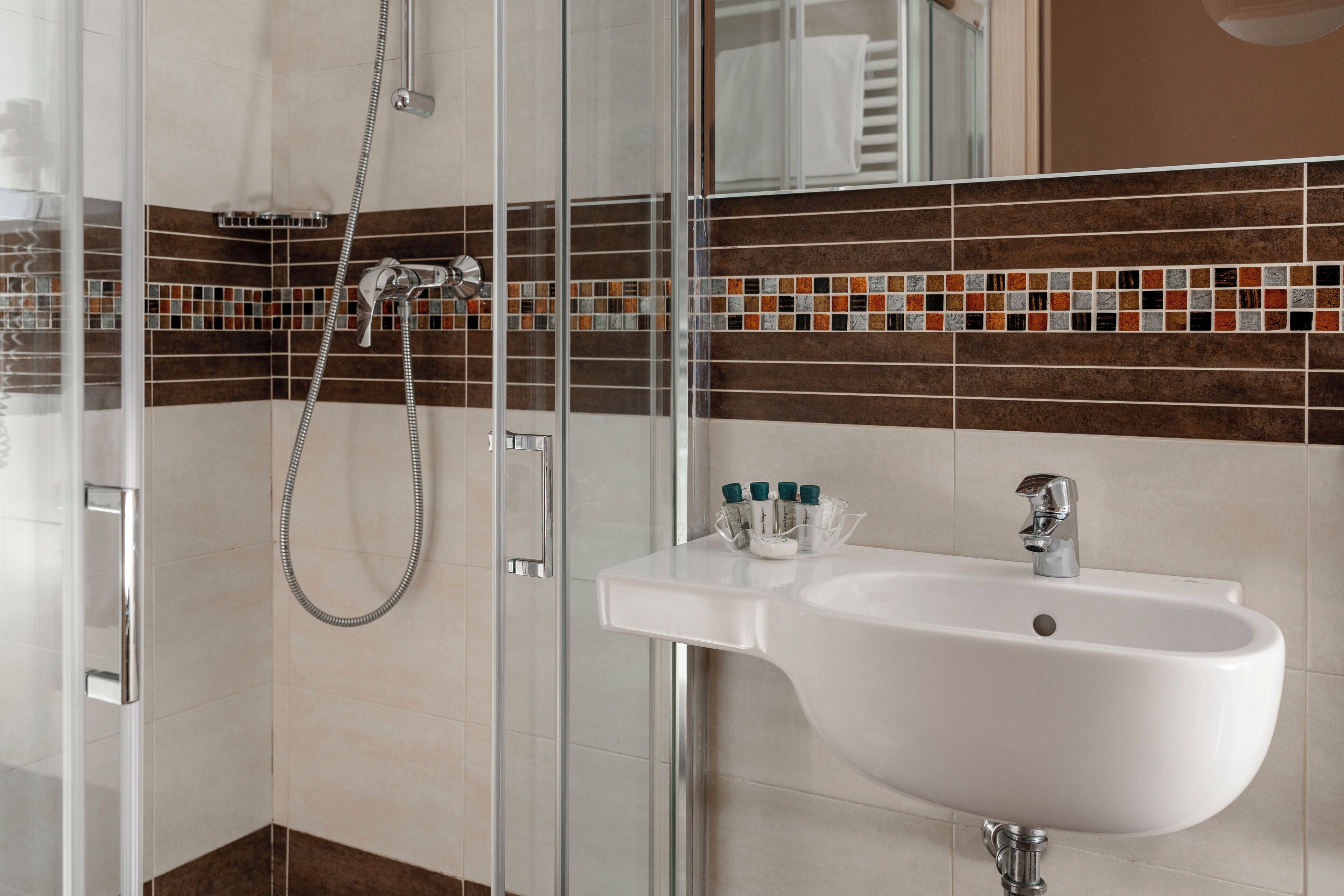 shower, free toiletries, hair dryer, slippers