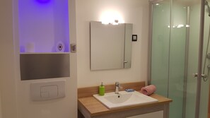Shower, soap, toilet paper