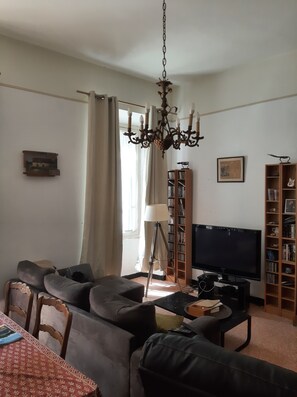 Télévision, lecteur de DVD, livres, chaßne hi-fi