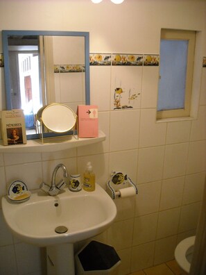 Ensemble douche/baignoire, sèche-cheveux, bidet, serviettes fournies