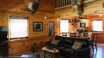 TV, fireplace, foosball