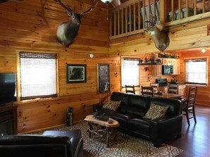 TV, fireplace, table football