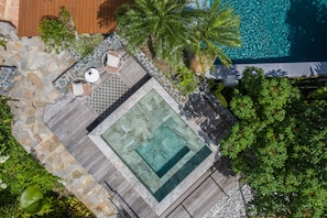 Outdoor pool, sun loungers