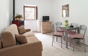 Een televisie en een open haard