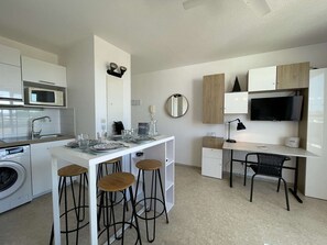 Fridge, microwave, coffee/tea maker