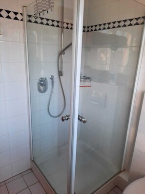 Hair dryer, towels, toilet paper