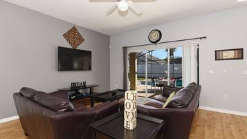 House, Multiple Beds, Private Pool, Pool View | Living room | 42-inch TV with cable channels