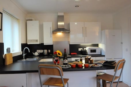 Apartment | Private kitchen | Fridge, microwave, oven, stovetop