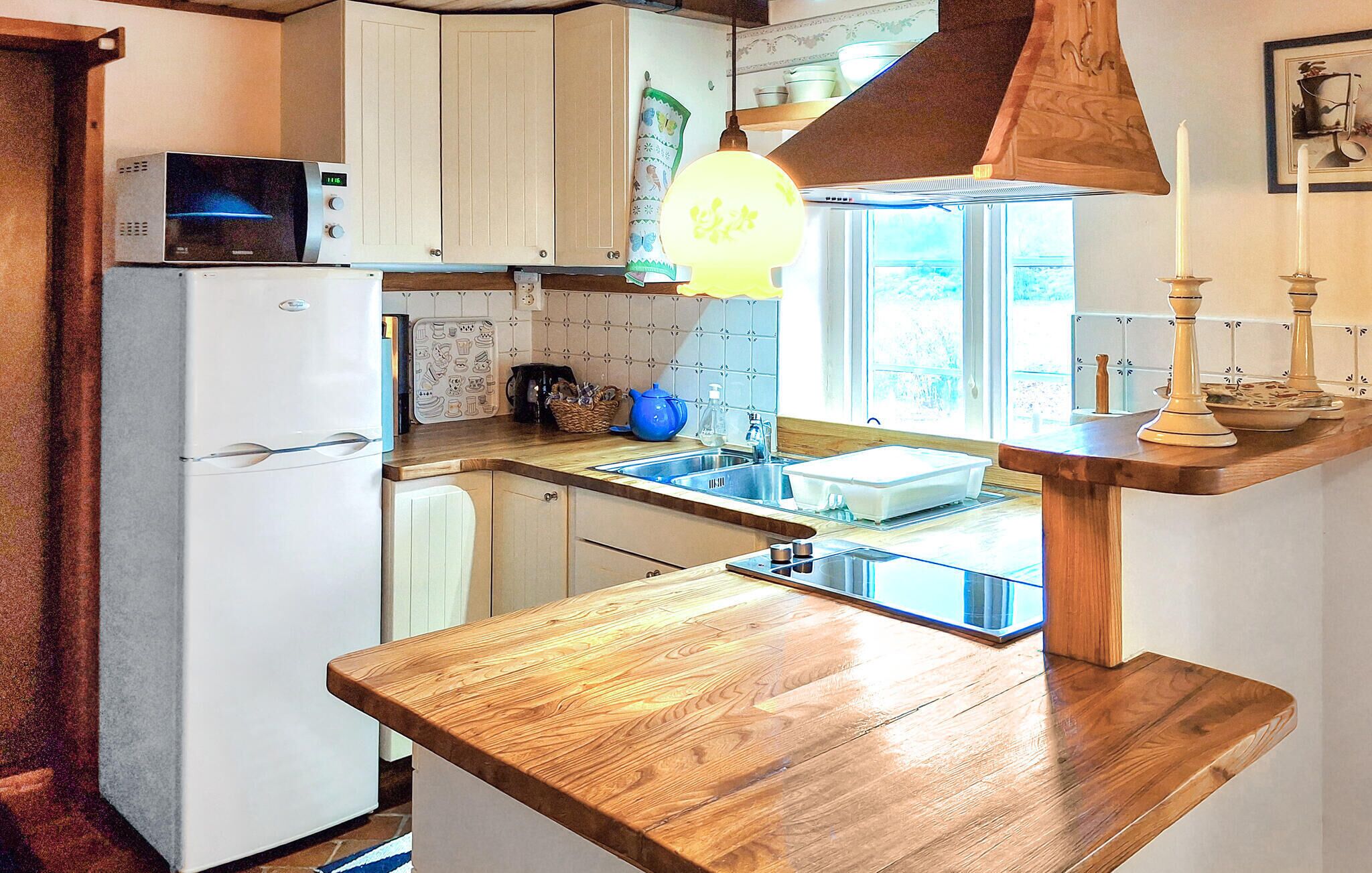 Fridge, stovetop, coffee/tea maker