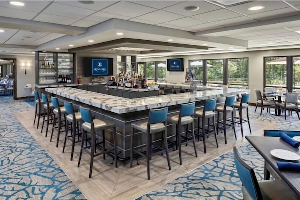 The bar at our club. Food served