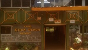 A building with a sign reading "The Rock Beach Resort" and a "Way Out" sign. - Rock Beach Resort (Ruiru)