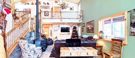 TV connectée, cheminée, jeux vidéo, lecteur de DVD