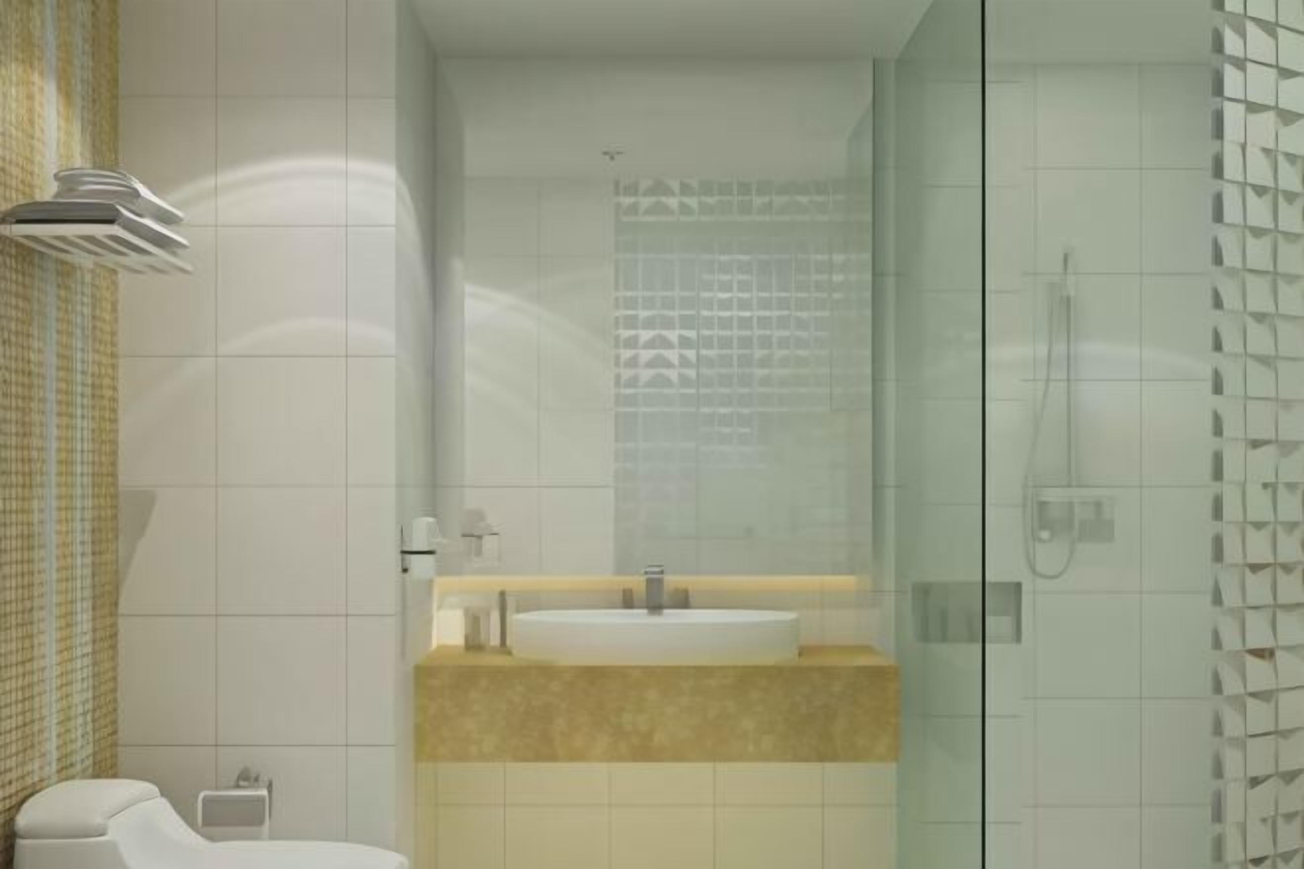 Bathroom | Shower, hair dryer, slippers, towels