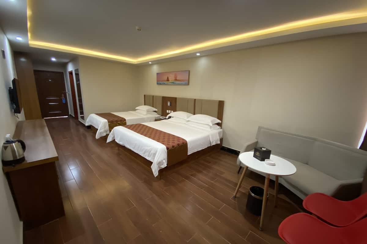 Family Triple Room | Minibar, laptop workspace, WiFi (free), bed sheets