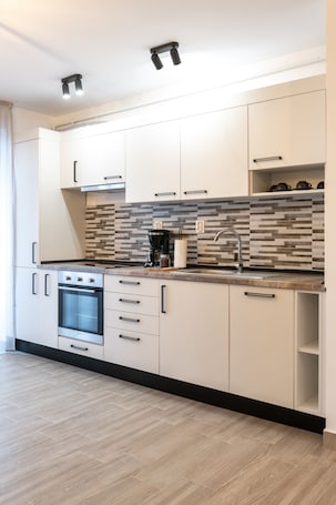 Refrigerador, horno, placa de cocina, lavavajillas