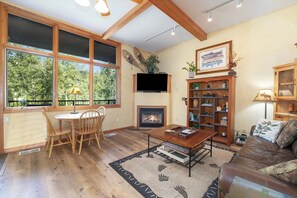 TV, fireplace