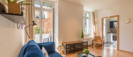 Flat-screen TV, DVD player