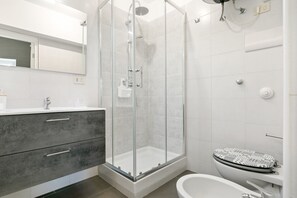Regadera, secadora de cabello, bidet, toallas 