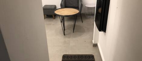 42-inch flat-screen TV with cable channels, TV