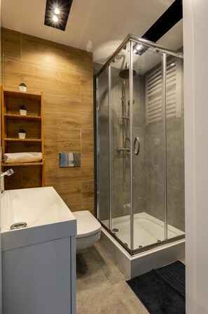 Apartment, 3 Bedrooms | Bathroom | Shower, hair dryer, towels, shampoo