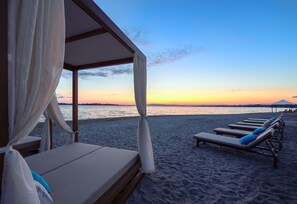 On the beach, sun loungers, beach towels - Beachfront Villa Natalia with Two Private Pools (Vourvourou, Halkidiki, Sithonia)