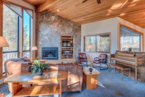 House, Multiple Beds, Mountain View (White Elm - Unit 31) | Living area | TV - White Elm Lane #31 by Village Properties at Sunriver (Bend)
