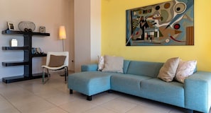 Villa, 3 Bedrooms, Private Pool, Sea View | Living room | Flat-screen TV, DVD player