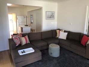 TV, fireplace, DVD player, books