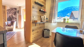 Romantic Condo, 1 Bedroom, Mountain View (Kienberg) | Private kitchen | Full-sized fridge, microwave, oven, stovetop