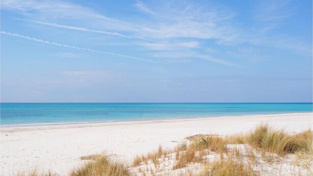A beach with white sand and clear blue water under a clear sky. - Gorgeous home in Rosignano Marittimo with house a panoramic view (Rosignano Marittimo)
