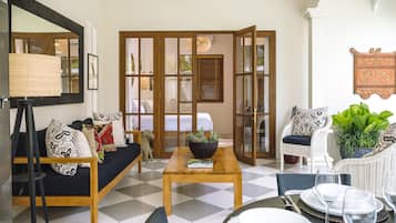 Exclusive Villa, 2 Bedrooms | Living room | 40-inch LCD TV with cable channels, TV