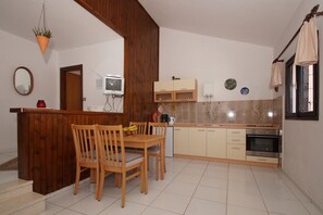 Apartment, 2 Bedrooms | Private kitchen | Mini-fridge, oven, stovetop, electric kettle