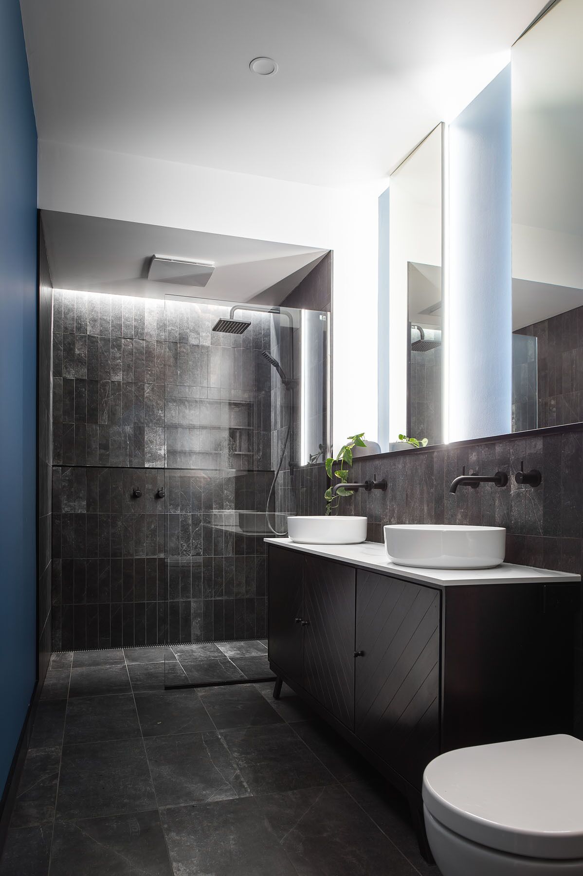 Hair dryer, heated floors, towels, soap