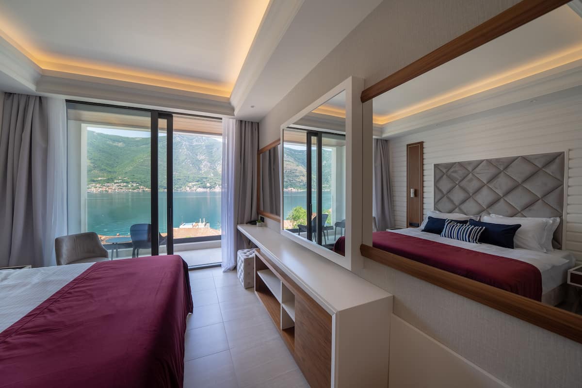 Chambre Double Standard, 1 grand lit, vue mer, vue mer | Draps en coton égyptien, literie de qualité supérieure