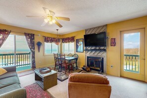 TV, fireplace, DVD player, ping pong