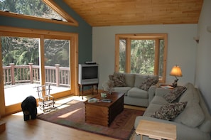 Comfort Cabin | Living area | 38-inch LCD TV with satellite channels, TV