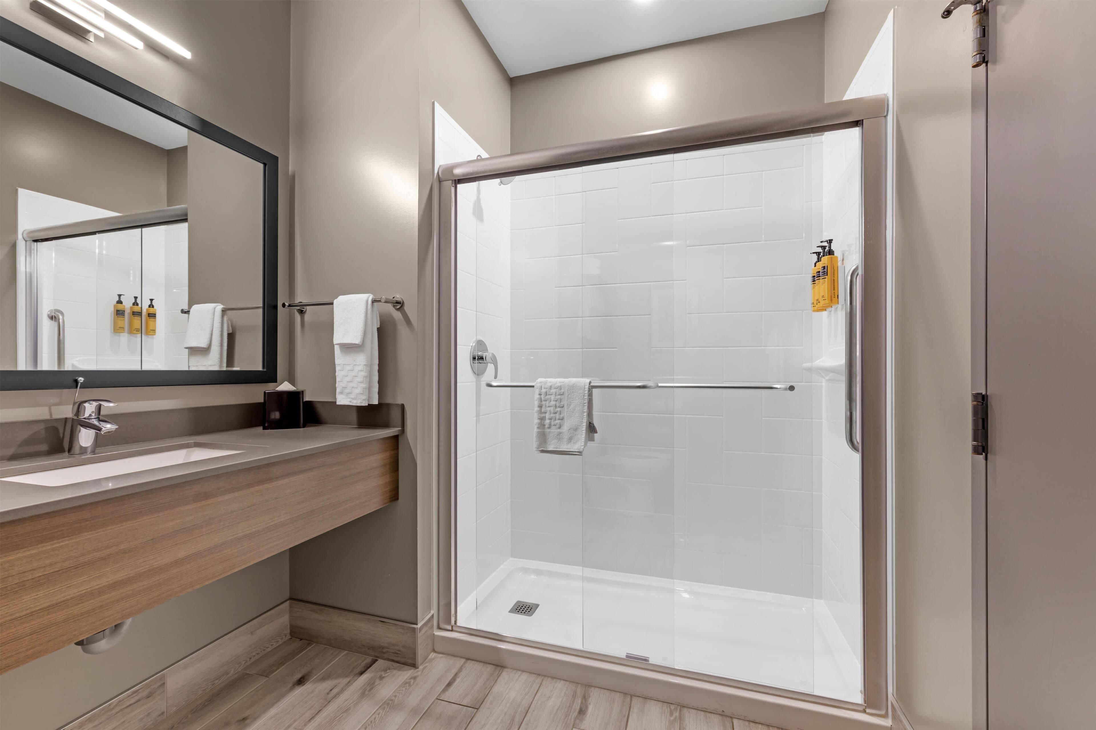 Suite, 1 kingsize bed, niet-roken, bubbelbad (Shower Only;with Sofabed) | Badkamer | Een haardroger, handdoeken
