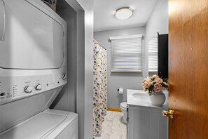 Hair dryer, towels